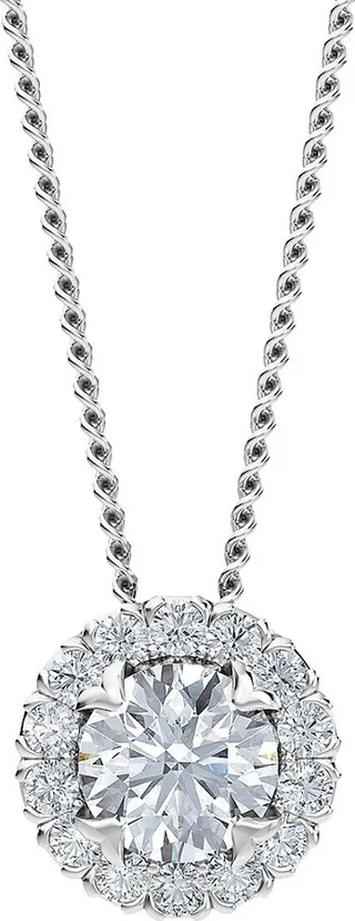 14K White Gold & 0.75 Lab-Grown Diamond Halo Pendant Necklace