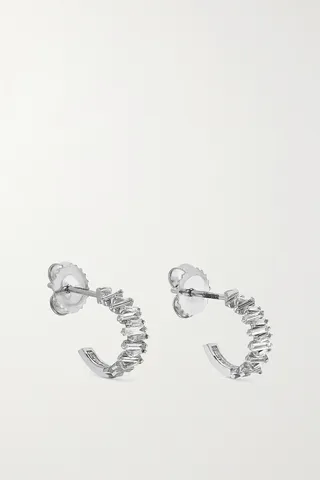Suzanne Kalan - 18-karat White Gold Diamond Earrings - One size