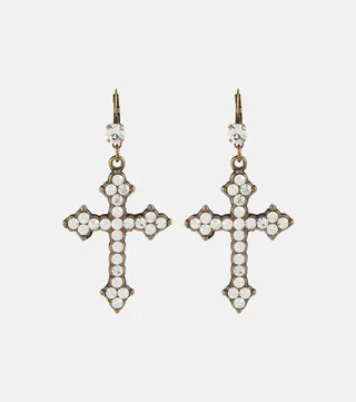 Embellished cross earrings