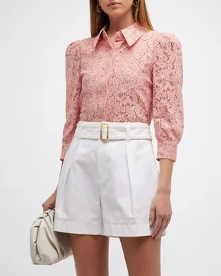 Andrea Lace Button-Front Blouse