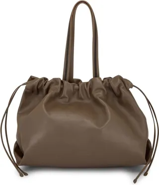 Drawstring Leather Tote Bag