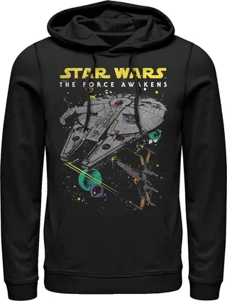 Men's Star Wars The Force Awakens Millennium Falcon X-Wing Pull Over Hoodie - Black - Large