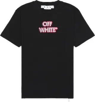 OFF-WHITE Emotion Neon Slim Short Sleeve T-Shirt in Black
