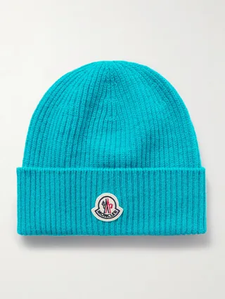 Appliquéd Ribbed Virgin Wool and Cashmere-Blend Beanie