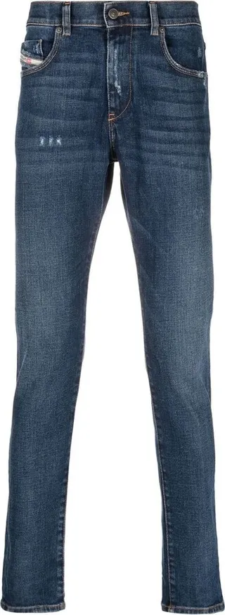 Distressed Slim-Cut Jeans