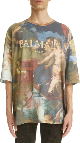 Allover Renasissance Print Cotton T-Shirt