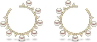18kt yellow gold Sleek Akoya pearl and diamond earrings