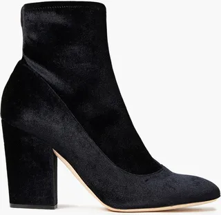 Stretch-velvet ankle boots