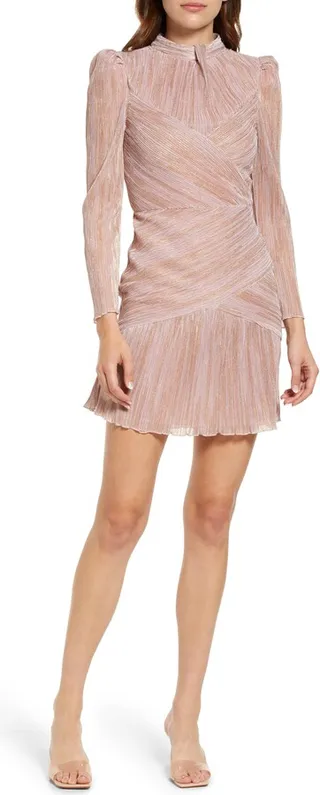 Saydee Mock Neck Long Sleeve Cocktail Minidress