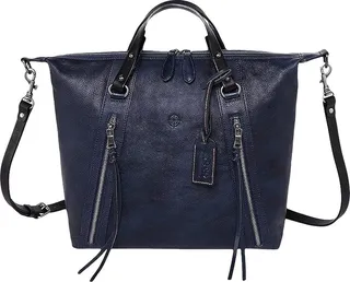Old Trend Genuine Leather Mossy Creek Tote Bag (Navy) Handbags
