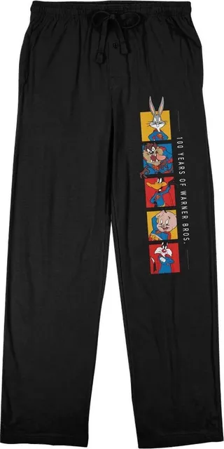 WB 100: Looney Tunes Mashups Super Looney Tunes Men’s Black Sleep Pajama Pants-Small