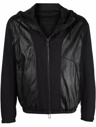 Leather-Panel Zipped Jacket