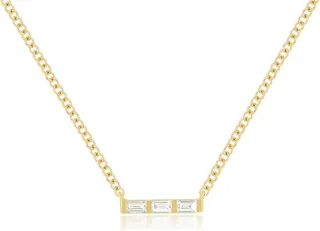 Baguette Diamond Bar Pendant Necklace