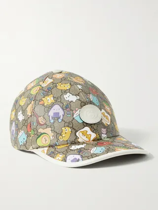 Leather-Trimmed Printed Supreme Coated-Canvas Baseball Cap