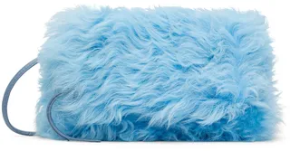 Dries Van Noten Blue Shearling Shoulder Bag