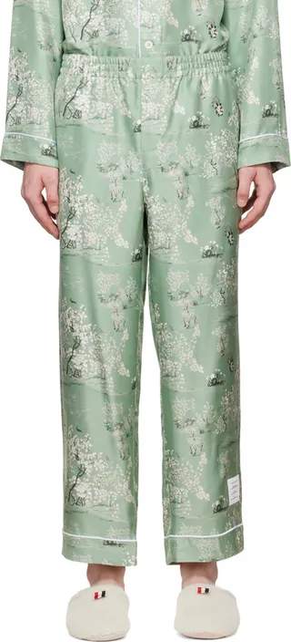 Thom Browne Green Floral Pyjama Trousers