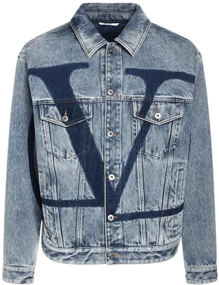 Logo over cotton denim jacket