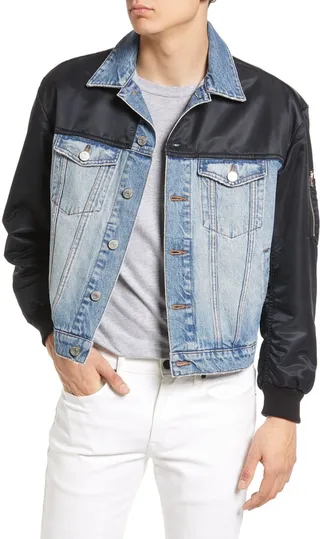Contrast Denim Bomber
