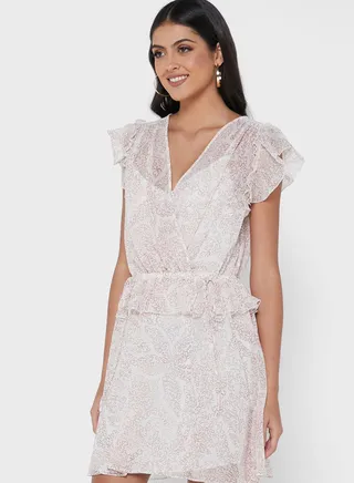 Printed Ruffle Detail Dress