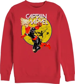 Men's Marvel Captain Marvel Vintage Ring Sweatshirt - Red - 3X Large