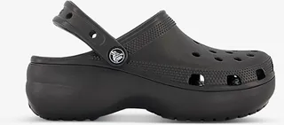 Womens Black Platform Perforated Rubber Clogs