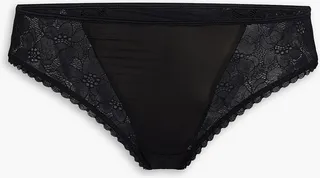 June stretch-lace and jersey mid-rise briefs