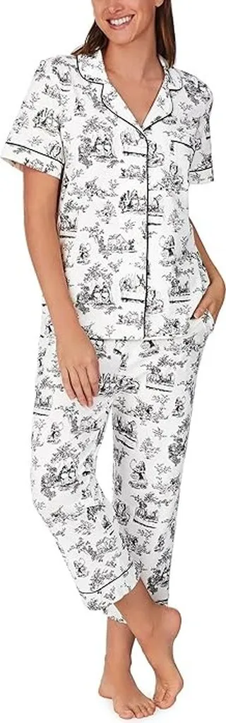 Bedhead PJs Organic Cotton Short Sleeve Cropped PJ Set (Alice in Wonderland) Women's Pajama Sets