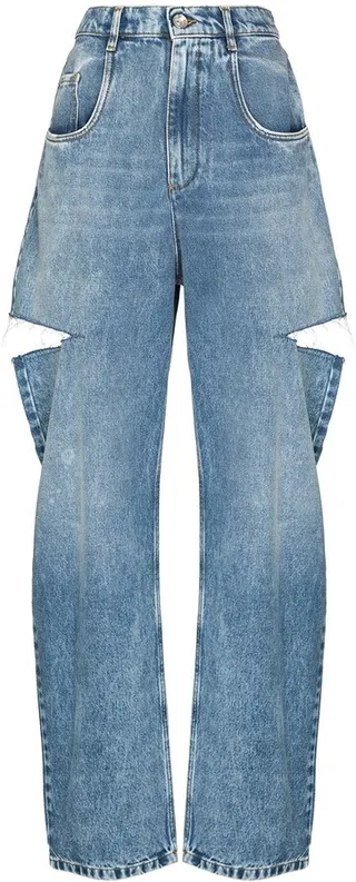 Distressed Straight-Leg Jeans
