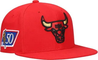 Men's Mitchell & Ness Red Chicago Bulls 50Th Anniversary Snapback Hat