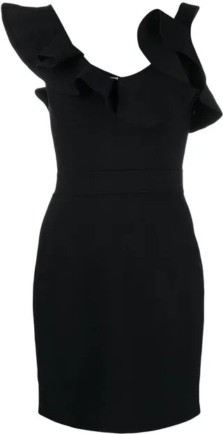 Asymmetrical Ruffle-Trim Mini Dress