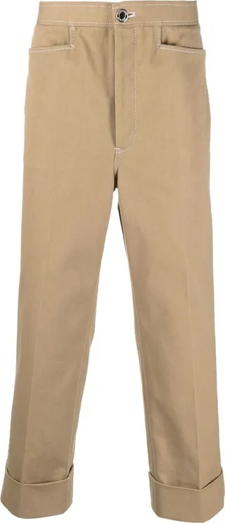 Turn-Up Hem Straight-Leg Trousers