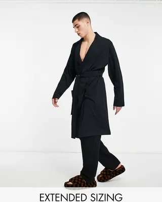 ASOS DESIGN lounge robe in black jersey