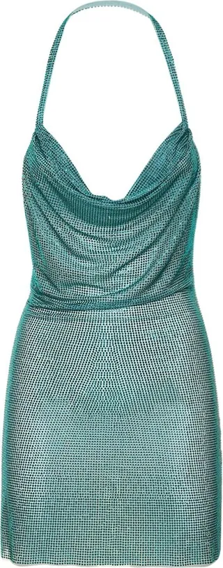 Embellished net mini dress