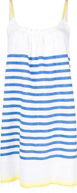 White Hirut Striped Mini Dress
