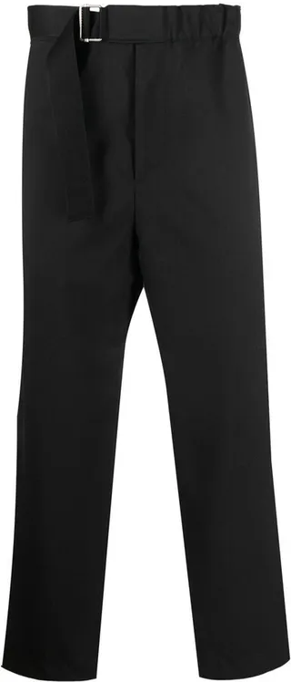 Belted-Waist Cotton Trousers