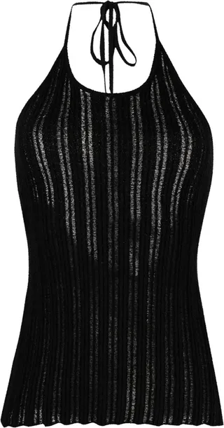 Halterneck Ribbed-Knit Top