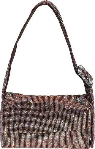 Embellished All-over Flap Shoulder Bag