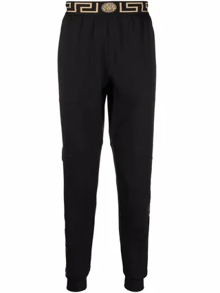 Greca-detailing slip-on performance track trousers