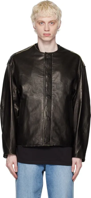 ADER error Black Rio Leather Jacket