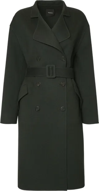 Double breasted belted wool coat