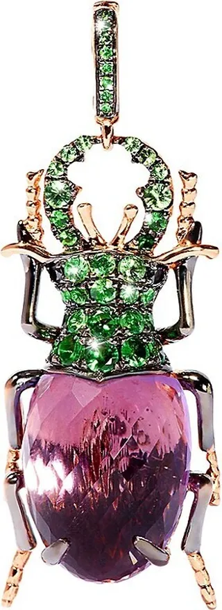 Mythology British Beetle 18K Rose Gold & Multi-Stone Charm