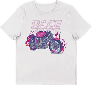 Butterfly Flame Motorcycle Women’s White Short Sleeve Crew Neck Cropped Tee-3XL