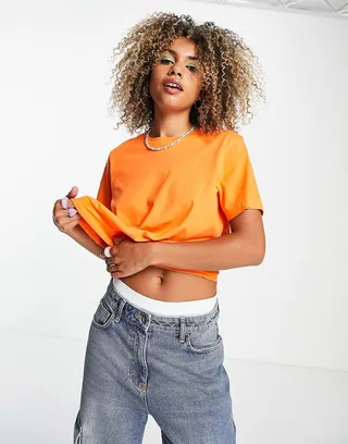 Weekday Essence t-shirt in orange