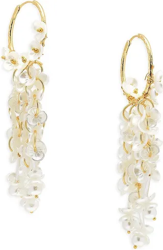Genevieve 14K Goldplated & Acrylic Pearl Floral Drop Earrings