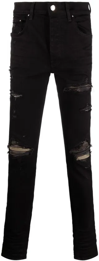 Distressed Mid-Rise Skinny Jeans