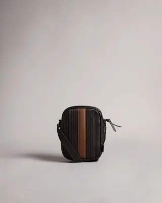 Striped Pu Flight Bag in Brown-Chocolate