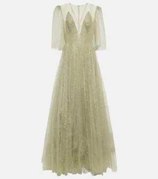 Embellished tulle gown