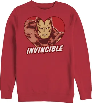 Men's Marvel Iron Man Invincible Valentine Heart Sweatshirt - Red - Medium