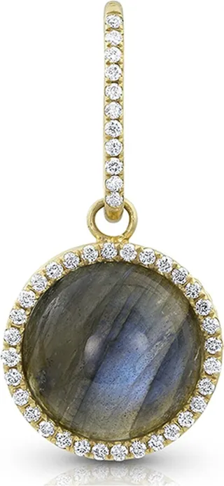 18k Yellow Gold Labradorite Cabochon Diamond Pendant