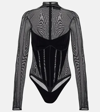 x Mugler Flock Shaping paneled bodysuit